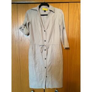 St. John beige utility button down dress size 2